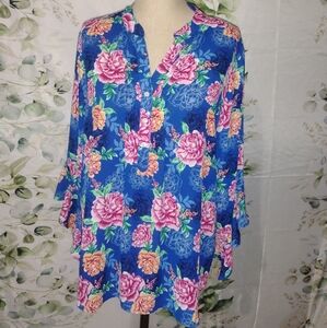 Floral Blue Women's Top